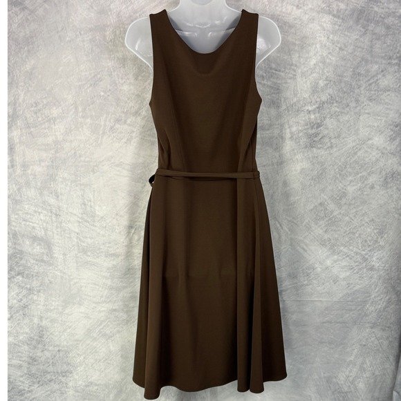 Boston Proper Cowl Neck Midi Dress Chocolate Brown Sz 8 Old Money career classic - Picture 2 of 8